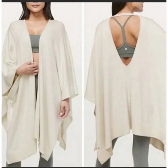Lululemon free to coast poncho sweater heathered dove gray 13113 - Picture 3 of 13